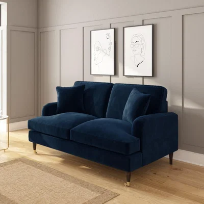 Furniture123 Navy Blue Velvet 2 Seater Sofa - Payton