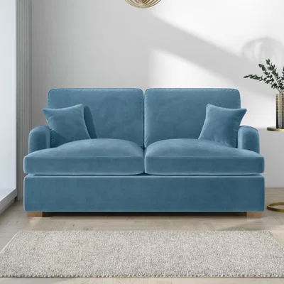 Furniture123 Light Blue Velvet 2 Seater Sofa Bed - Payton