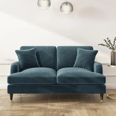 Furniture123 Petrol Blue Velvet 2 Seater Sofa - Payton