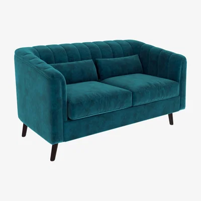 Furniture123 Blue Velvet 2 Seater Sofa - Lotti
