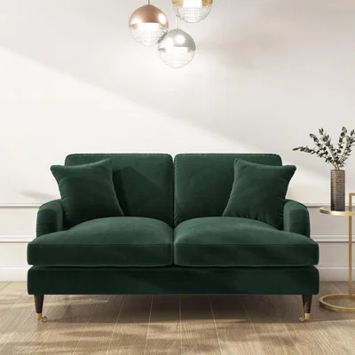 Furniture123 Dark Green Velvet 2 Seater Sofa - Payton