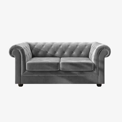 Furniture123 Chesterfield Sofa in Grey Velvet - Seats 2 - Bronte