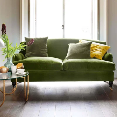 Graham & Green Doze Forest Green Velvet Two Seater Sofa