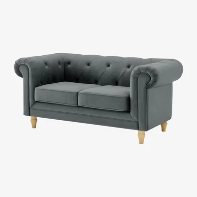 Habitat Habitat Clarendon Chesterfield Velvet 2 Seater Sofa-Charcoal