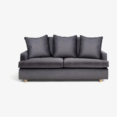 Habitat Habitat Lana 2 Seater Velvet Sofa with Cushion - Charcoal