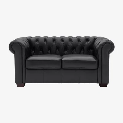 Habitat Habitat Chesterfield 2 Seater Leather Sofa - Black