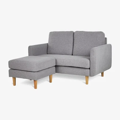 Habitat Habitat Remi 2 Seater Fabric Chaise in a Box - Light Grey