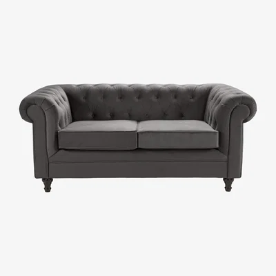 Habitat Habitat Chesterfield 2 Seater Velvet Sofa - Charcoal