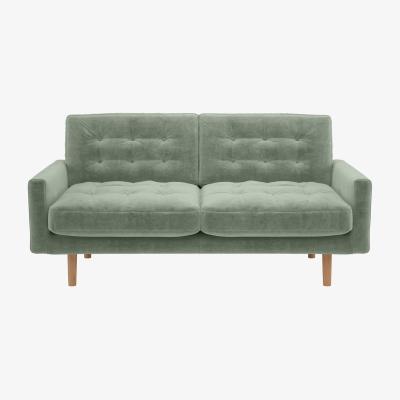 Habitat Habitat Fenner Velvet 2 Seater Sofa - Light Feet- Sage Green