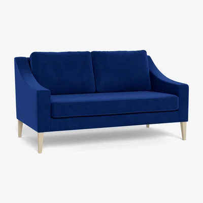 Heal's Heal's Richmond 2 Seater Sofa Smart Luxe Velvet Azure Natural Ash Feet - Heal's UK Furniture