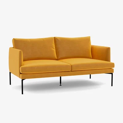 Heal's Heal's Matera 2 Seater Sofa Nobilis Velvet Mustard Black Feet - Heal's UK Furniture