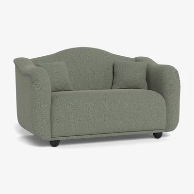 Heal's Heal's Tetbury 2 Seater Sofa Boucle Tweed Lapis Walnut Stained Beech Feet