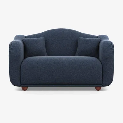 Heal's Heal's Tetbury 2 Seater Sofa Boucle Indigo Walnut Stained Beech Feet