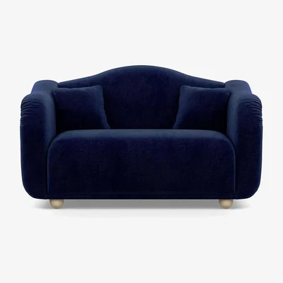 Heal's Heal's Tetbury 2 Seater Sofa Smart Luxe Velvet Midnight Natural Beech Feet