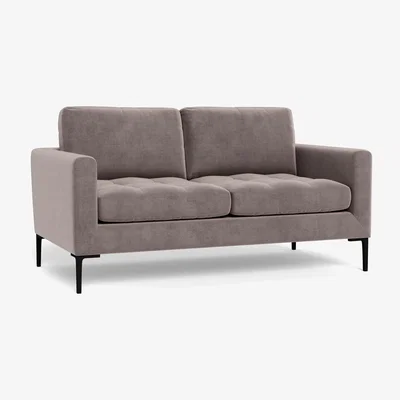 Heal's Heal's Eton 2 Seater Sofa Smart Luxe Velvet Mushroom Black Feet
