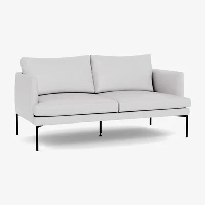 Heal's Heal's Matera 2 Seater Sofa Leather Grain White 000 Black Feet - Heal's UK Furniture