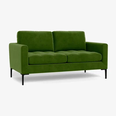 Heal's Heal's Eton 2 Seater Sofa Smart Luxe Velvet Grass Brass Feet