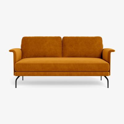Heal's Heal's Iver 2 Seater Sofa Smart Luxe Velvet Cognac Black Feet