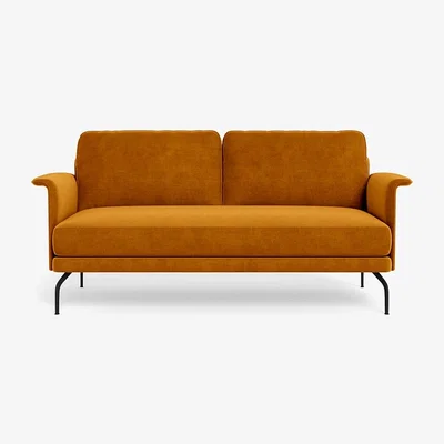 Heal's Heal's Iver 2 Seater Sofa Smart Luxe Velvet Cognac Black Feet