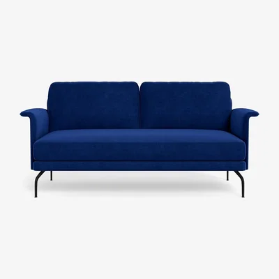 Heal's Heal's Iver 2 Seater Sofa Smart Luxe Velvet Azure Black Feet