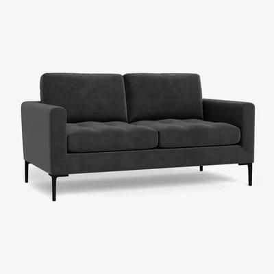 Heal's Heal's Eton 2 Seater Sofa Smart Luxe Velvet Nickel Black Feet