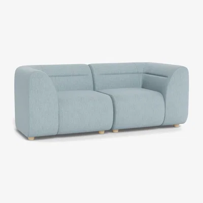 Heal's Heal's Lilli 2 Seater Sofa Smart Linen Mix Duck Egg Natural Ash Feet - Heal's UK Furniture