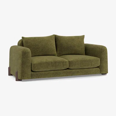 Heal's Heal's Nuvola 2 Seater Sofa Boucle Velvet Wilder Natural Oak Feet