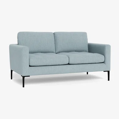Heal's Heal's Eton 2 Seater Sofa Smart Linen Mix Duck Egg Black Feet
