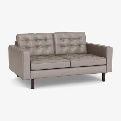 Heal's Heal's Hepburn 2 Seater Sofa Leather Grain Light Grey 060 Walnut Feet - Heal's UK Furniture