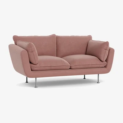 Heal's Heal's Allora 2 Seater Sofa Smart Luxe Velvet Dusky Pink Black Feet
