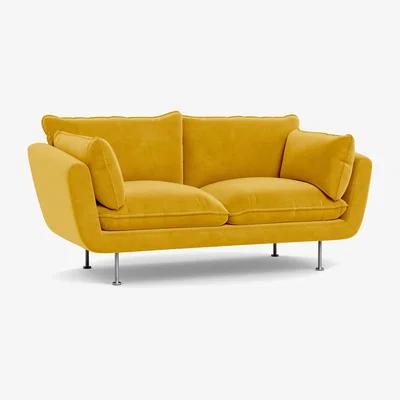 Heal's Heal's Allora 2 Seater Sofa Smart Luxe Velvet Canary Stainless Steel Feet