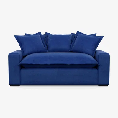 Heal's Heal's Brompton 2 Seater Sofa Smart Luxe Velvet Ocean Natural Feet - Heal's UK Furniture