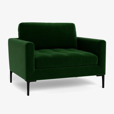 Heal's Heal's Eton Loveseat Smart Velvet Forest Brass Feet - Heal's UK Furniture