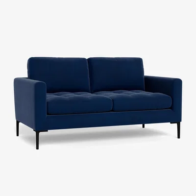 Heal's Heal's Eton 2 Seater Sofa Smart Luxe Velvet Midnight Brass Feet - Heal's UK Furniture