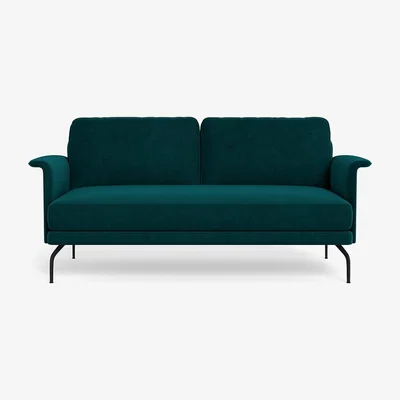 Heal's Heal's Iver 2 Seater Sofa Smart Luxe Velvet Ocean Black Feet