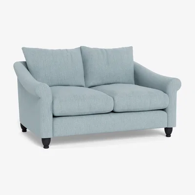 Heal's Heal's Devon 2 Seater Smart Linen Mix Duck Egg Dark Brown Stain Beech Feet - Heal's UK Furniture