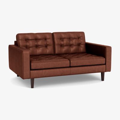 Heal's Heal's Hepburn 2 Seater Sofa Leather Grain Dark Brown 068 Walnut Feet - Heal's UK Furniture