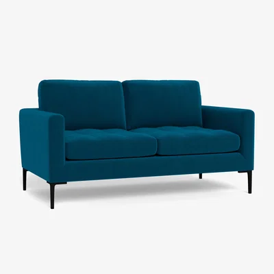 Heal's Heal's Eton 2 Seater Sofa Velvet Teal Brass Feet - Heal's UK Furniture