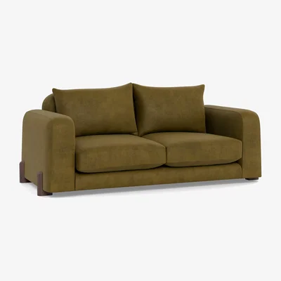Heal's Heal's Nuvola 2 Seater Sofa Smart Luxe Velvet Peridot Black Painted Feet