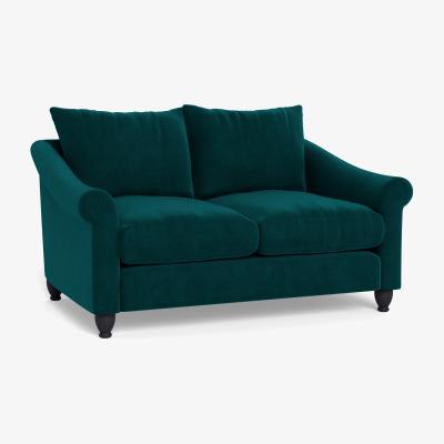 Heal's Heal's Devon 2 Seater Smart Luxe Velvet Ocean Black Stain Beech Feet - Heal's UK Furniture