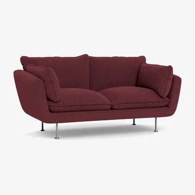 Heal's Heal's Allora 2 Seater Sofa Smart Linen Mix Maroon Stainless Steel Feet