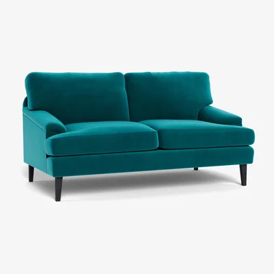 Heal's Heal's Stanton 2 Seater Sofa Smart Velvet Petrol Black Feet