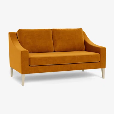 Heal's Heal's Richmond 2 Seater Sofa Smart Luxe Velvet Cognac Black Feet