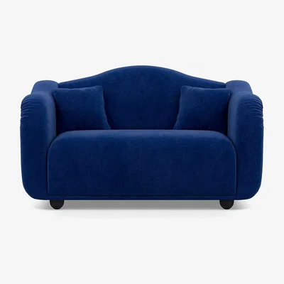 Heal's Heal's Tetbury 2 Seater Sofa Smart Luxe Velvet Azure Black Beech Feet