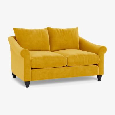 Heal's Heal's Devon 2 Seater Smart Luxe Velvet Canary Dark Brown Stain Beech Feet - Heal's UK Furniture