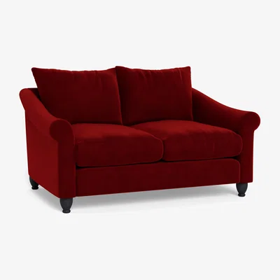 Heal's Heal's Devon 2 Seater Smart Luxe Velvet Mulberry Walnut Stain Beech Feet - Heal's UK Furniture