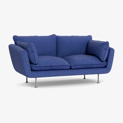 Heal's Heal's Allora 2 Seater Sofa Brushed Cotton Cobalt Stainless Steel Feet