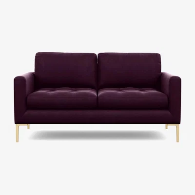 Heal's Heal's Eton 2 Seater Sofa Smart Luxe Velvet Mulberry Brass Feet - Heal's UK Furniture