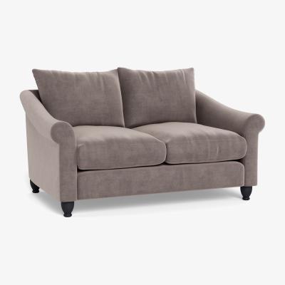 Heal's Heal's Devon 2 Seater Smart Luxe Velvet Mushroom Dark Brown Stain Beech Feet - Heal's UK Furniture