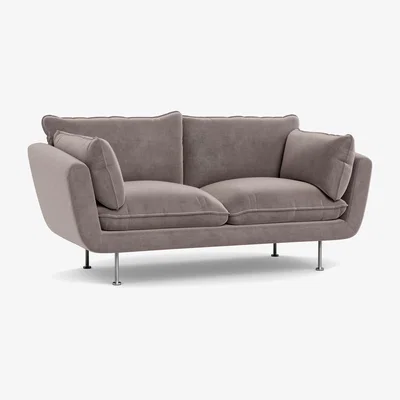 Heal's Heal's Allora 2 Seater Sofa Smart Luxe Velvet Mushroom Brass Feet